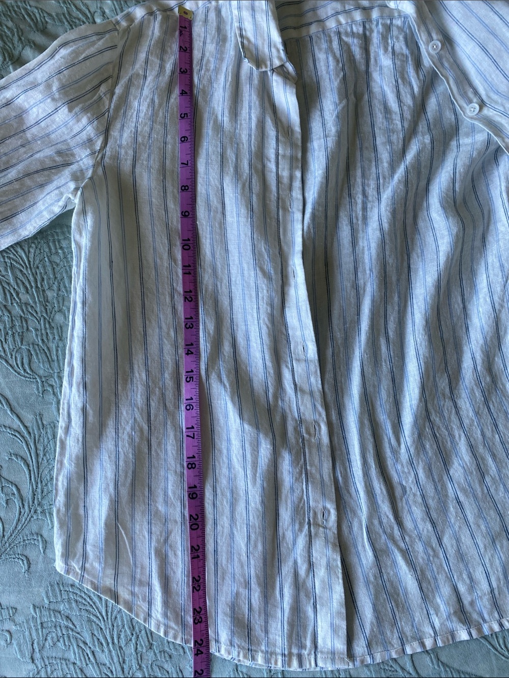 Reformation Preston Linen Shirt in Blue Jersey Stripe - Picture 10 of 11
